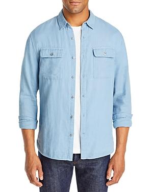 Vince Cotton Double Face Garment Dyed Slim Fit Button Down Shirt