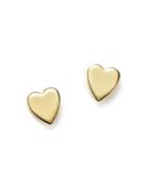 14k Yellow Gold Medium Heart Stud Earrings