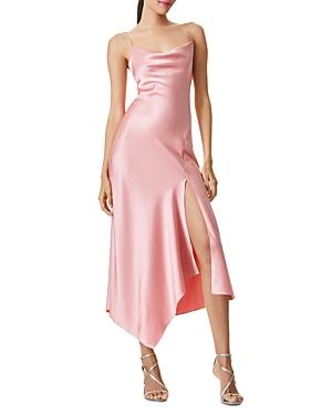 Alice And Olivia Harmony Draped Satin Asymmetric Midi Dress