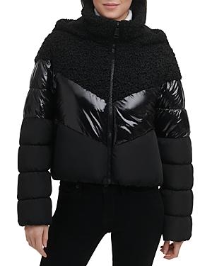 Dkny Mixed Media Puffer Jacket