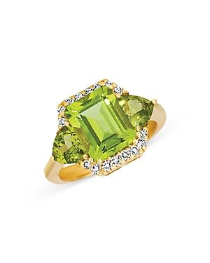 Bloomingdale's Peridot And Diamond Statement Ring In 14k Yellow Gold - 100% Exclusive
