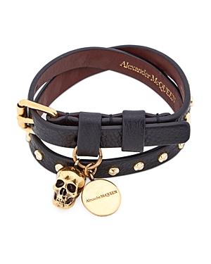 Alexander Mcqueen Studded Leather Double Wrap Bracelet