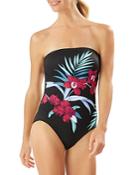 Tommy Bahama Midnight Orchid Bandeau One Piece Swimsuit
