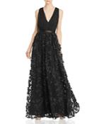 Laundry By Shelli Segal Floral-applique Gown - 100% Exclusive