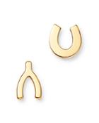 Zoe Chicco 14k Yellow Gold Itty Bitty Horseshoe & Wishbone Stud Earrings