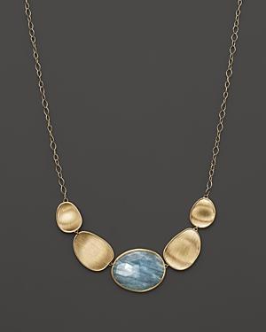 Marco Bicego Lunaria Half Collar Necklace In 18k Yellow Gold With Aquamarine, 16