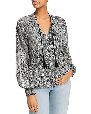 Aqua Mixed Print Tassel Top - 100% Exclusive