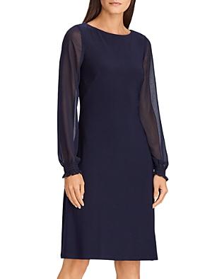 Lauren Ralph Lauren Georgette-sleeve Jersey Dress