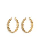 Luv Aj Pave Daisy Chain Hoop Earrings In Gold Tone