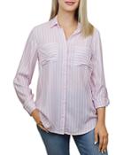 Beachlunchlounge Kaia Striped Button Front Shirt