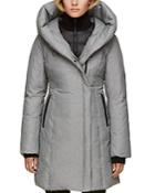 Soia & Kyo Hooded Leather Trim Down Coat