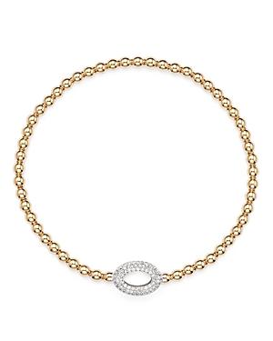 Diamond Oval Bead Bracelet In 14k Rose Gold, .30 Ct. T.w.