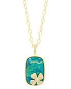Freida Rothman Harmony Large Stone Pendant Necklace In 14k Gold-plated Sterling Silver, 18