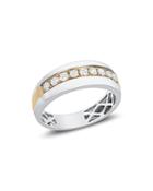 Diamond Men's Band In 14k Yellow And White Gold, .50 Ct. T.w.