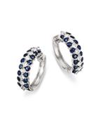 Bloomingdale's Sapphire & Diamond Hoop Earrings In 14k White Gold - 100% Exclusive