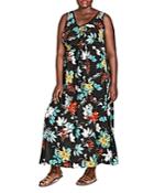 City Chic Plus Sleeveless Tropical Floral Maxi Dress