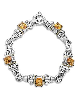 Lagos 18k Yellow Gold & Sterling Silver Glacier Citrine Link Bracelet