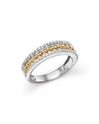 Diamond Beaded Band In 14k Yellow And White Gold, .25 Ct. T.w.