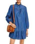 Aqua Long Sleeve Chambray Tiered Dress - 100% Exclusive