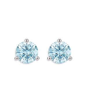 Lightbox Jewelry 10k White Gold Solitaire Basics Lab Grown Blue Diamond Stud Earrings