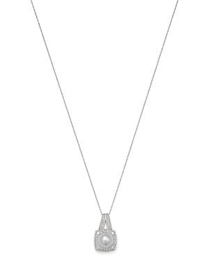 Bloomingdale's 14k White Gold Cultured Freshwater Pearl & Diamond Pendant Necklace, 18 - 100% Exclusive