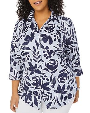 Foxcroft Plus Paulie Floral Print Shirt