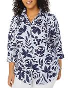 Foxcroft Plus Paulie Floral Print Shirt