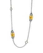 Lagos 18k Gold And Sterling Silver Caviar Color Station Necklace With Citrine, 34