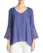 Status By Chenault Embroidered Sleeve Tunic Top - 100% Exclusive
