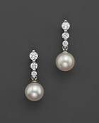 Cultured Freshwater Pearl And Diamond Earrings In 18k White Gold
