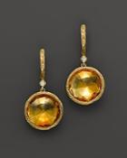 Citrine And Diamond Drop Earrings In 14k Yellow Gold