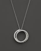 Diamond Circle Pendant Necklace In 14k White Gold, .30 Ct. T.w