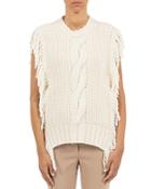 Peserico Cable Knit Fringe Trim Sweater