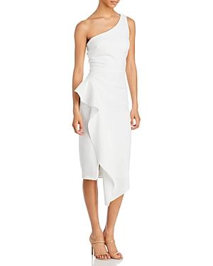 Aqua One Shoulder Scuba Crepe Midi Dress - 100% Exclusive