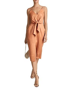 Reiss Kay Plunge Linen Dress