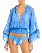 Ramy Brook Geneva Smocked Swim Cover Up Top