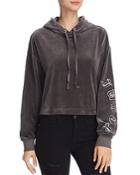 Juicy Couture Black Label Velour Cropped Hooded Sweatshirt