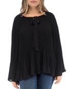 B Collection By Bobeau Curvy Ivanna Pleated Tie-neck Top