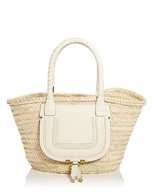 Chloe Marcie Medium Raffia & Leather Tote