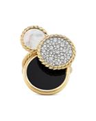 David Yurman Dy Elements Cluster Ring In 18k Yellow Gold With Mother Of Pearl, Black Onyx And Pave Diamonds