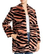 Michelle Mason Tiger-print Faux Fur Car Coat