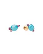 Pomellato Capri Earrings In 18k Rose Gold With Turquoise Ceramic And Amethyst