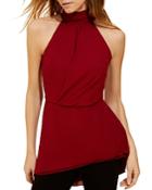Halston Heritage Ruched High-neck Georgette Top