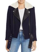 Joie Fayana Leather-trimmed Moto Jacket