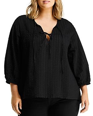 Estelle Plus Blanca Tie Neck Top