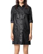 Zadig & Voltaire Button-up Crinkle-leather Dress