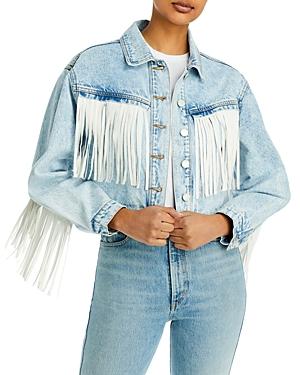 Blanknyc Fringe Trim Denim Trucker Jacket