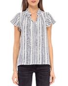 B Collection By Bobeau Printed Flutter Sleeve Top