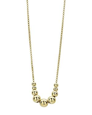 Lagos 18k Yellow Gold Caviar Gold Graduated Bead Center Chain Necklace, 16-18