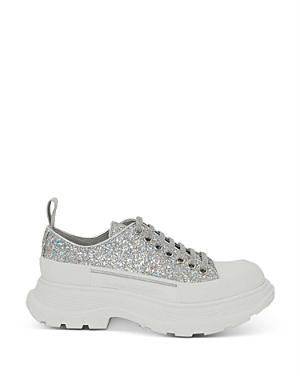 Alexander Mcqueen Women's Tread Slick Glitter Low Top Platform Sneakers